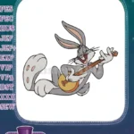 Bugs Bunny Playing Banjo Cartoon Character Embroidery Designs - Instant Download