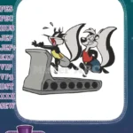 Determined Skunk Pulling Reluctant Skunk Treadmill Embroidery Designs - Instant Download