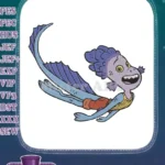 Luca Sea Monster Character Swimming Ocean Embroidery Designs - Instant Download