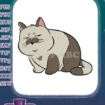 Chubby grumpy cream and brown Siamese cat cartoon embroidery designs - Instant Download