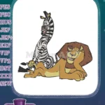 Cartoon Madagascar Alex Lion and Marty Zebra embroidery designs - Instant Download
