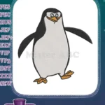 Happy cartoon penguin walking animal embroidery designs for children - Instant Download