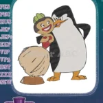 Angry Penguin and Happy Hula Girl Cartoon Embroidery Designs - Instant Download