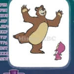 Happy Masha and Bear Dancing Cartoon Embroidery Designs - Instant Download
