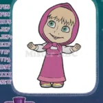 Cute Masha in pink dress smiling arms open embroidery designs - Instant Download