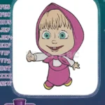 Cute Masha thumbs up pose cartoon character embroidery designs - Instant Download