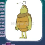 Happy green and brown cartoon bug character embroidery designs - Instant Download