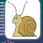 Cheerful yellow and brown snail animal embroidery designs - Instant Download