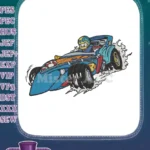 Cartoon Duck Racer Number 3 Speedster Embroidery Designs - Instant Download