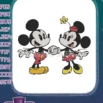 Mickey and Minnie Mouse Couple Holding Hands Embroidery Designs - Instant Download