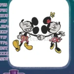 Classic Mickey and Minnie Mouse happy couple embroidery designs - Instant Download