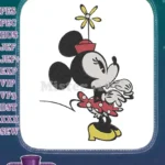 Minnie Mouse with flower hat and polka-dot skirt embroidery designs - Instant Download