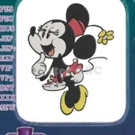 Happy Minnie Mouse giving thumbs up with flower embroidery designs - Instant Download