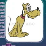Pluto Disney Cartoon Dog Sitting Pose Embroidery Designs - Instant Download