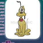 Pluto Disney Cartoon Yellow Dog Sitting Embroidery Designs - Instant Download