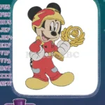 Mickey Mouse Racing Champion Golden Trophy Embroidery Designs - Instant Download