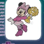 Happy Minnie Mouse Winter Champion Golden Trophy Embroidery Designs - Instant Download