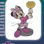 Minnie Mouse Champion Pink Racer Outfit Golden Trophy Embroidery Designs - Instant Download