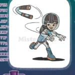 Cartoon Boy Astronaut Throwing Boomerang Space Adventure Embroidery Designs - Instant Download