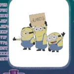 Despicable Me Minions holding Orlando sign cartoon embroidery designs - Instant Download