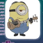 Despicable Me Minion playing guitar musical cartoon embroidery designs - Instant Download