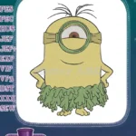 Adorable One-Eyed Minion Hula Outfit Embroidery Designs - Instant Download