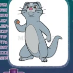 Cute blue otter cartoon character holding nut embroidery designs - Instant Download