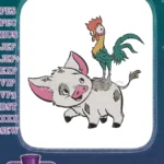 Moana Pua Pig and Heihei Rooster Cartoon Embroidery Designs - Instant Download