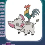 Adorable Disney Moana Pua pig Heihei rooster embroidery designs - Instant Download