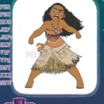 Disney Moana fierce angry expression tropical island embroidery designs - Instant Download