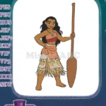Moana Polynesian Princess with Oar Embroidery Designs for Adventurers - Instant Download