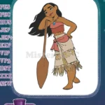 Moana Princess with Oar Polynesian Adventure Embroidery Designs - Instant Download