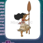 Moana Princess with Paddle Embroidery Designs for Adventure Seekers - Instant Download