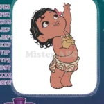 Adorable Baby Moana Disney Character Tropical Island Embroidery Designs - Instant Download