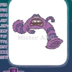 Monsters Inc Randall Boggs terrified purple monster embroidery designs - Instant Download
