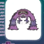Creepy-Cute Purple Furry Monster with Big Eyes Embroidery Designs - Instant Download