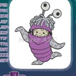 Monsters Inc Boo Purple Monster Costume Fuzzy Hair Embroidery Designs - Instant Download