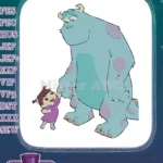 Sully and Boo Monsters Inc friendship embroidery designs - Instant Download