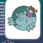 Monsters Inc Sulley Boo friendship cartoon character embroidery designs - Instant Download