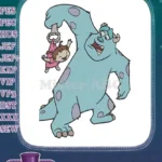Friendly Sully holding Boo from Monsters Inc embroidery designs - Instant Download