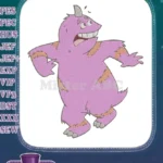 Surprised pink horned monster character embroidery designs - Instant Download