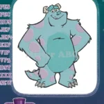 Monsters Inc Sulley large blue-green monster embroidery designs - Instant Download