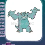 Sully Monsters Inc. blue spotted monster cheerful pose embroidery designs - Instant Download