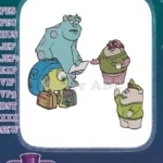 Monsters University Sulley Mike and friends travel scene embroidery designs - Instant Download