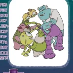 Monsters University Mike Sulley and friends playful embroidery designs - Instant Download