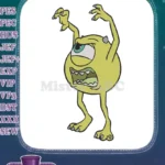 Funny Yellow One-Eyed Monster Cartoon Character Embroidery Designs - Instant Download