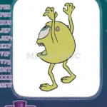 Funny Yellow One-Eyed Monster Roaring Cartoon Embroidery Designs - Instant Download