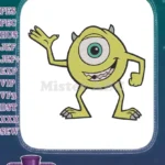 Monsters Inc Mike Wazowski Waving Smiling One-Eyed Embroidery Designs - Instant Download