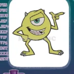 Mike Wazowski Pointing One-Eyed Green Monster Embroidery Designs - Instant Download
