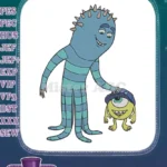 Monsters Inc inspired blue spiky monster and Mike embroidery designs - Instant Download